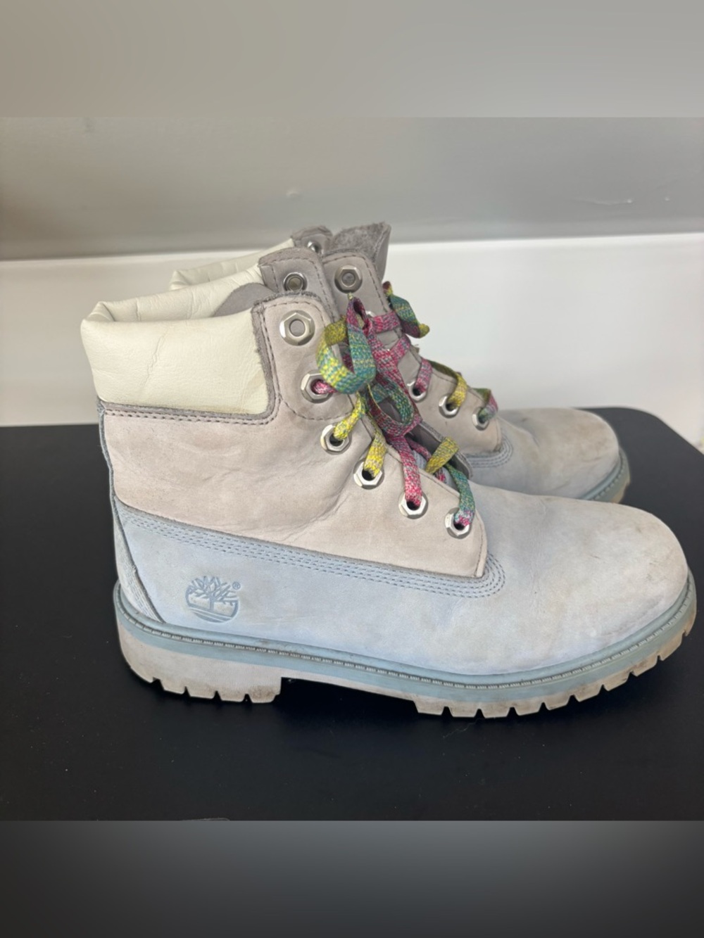 Timberland Kids Boots, Pastel Multicolor Laces, Size 4.5